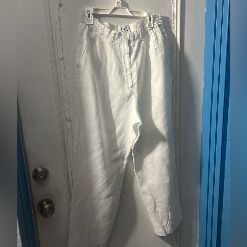 I.C.I white linen pants size 12